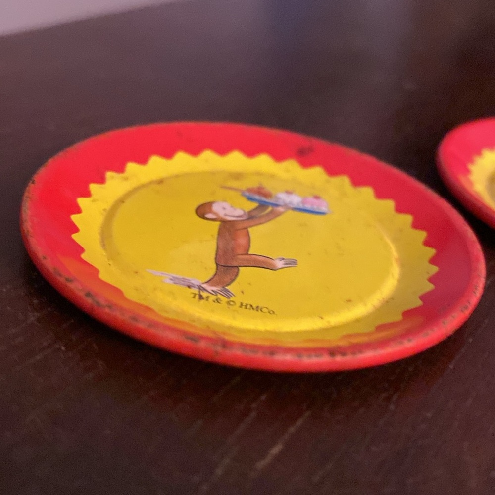 Curious George Kids Toy Tin Tea Set 2 PC Classic Schylling - Picture 2 of 5